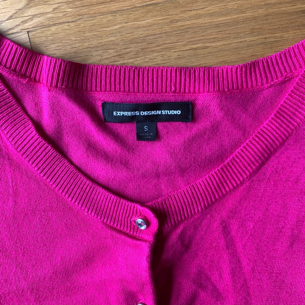 Express Women’s Rhinestone Cardigan Fuchsia Small - Picture 3 of 6